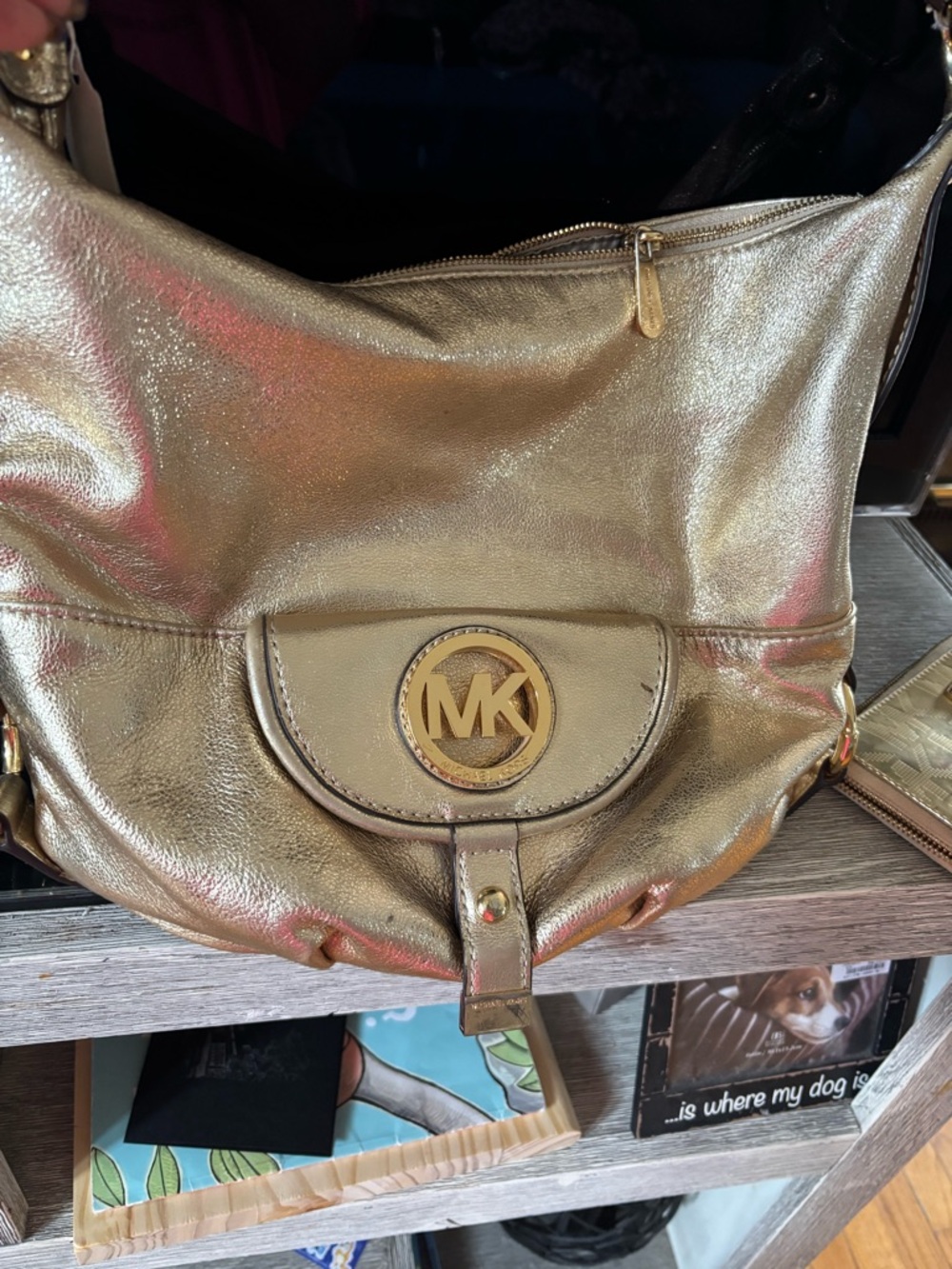 Michael Kors Metallic Gold Hobo Shoulder Bag - Picture 4 of 16